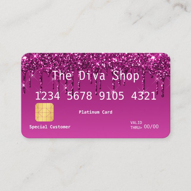 Business Card | Glitter Credit Card Purple Pink (Front)