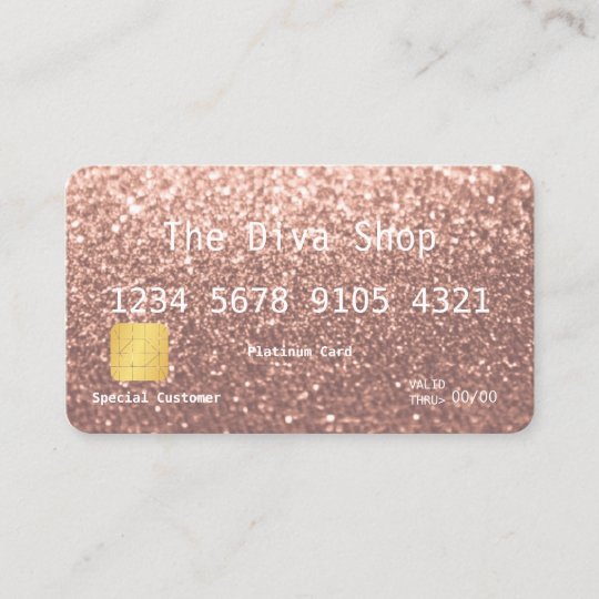 Business Card | Glitter Credit Card Rose Gold | Zazzle.com