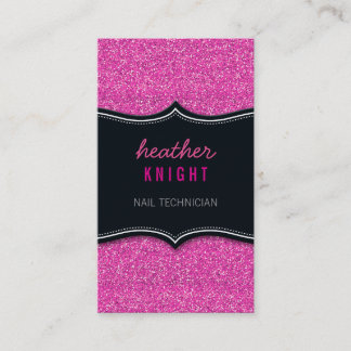 BUSINESS CARD glitzy glitter black magenta pink