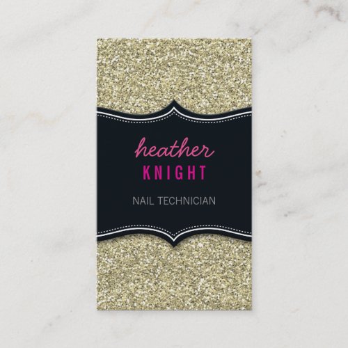 BUSINESS CARD glitzy glitter black pale gold pink