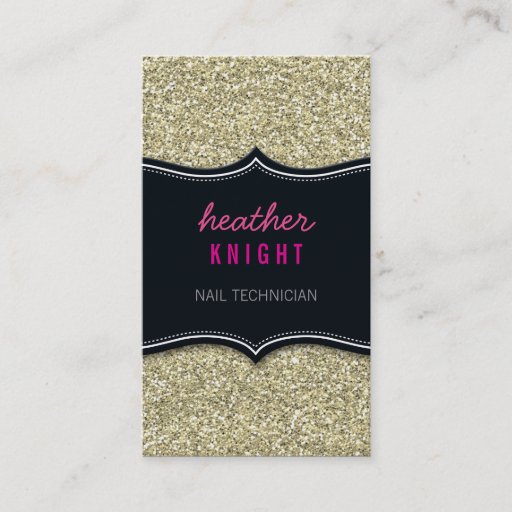 Customizable BUSINESS CARD glitzy glitter black pale gold pink