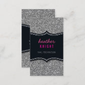 BUSINESS CARD glitzy glitter black silver pink (Front/Back)