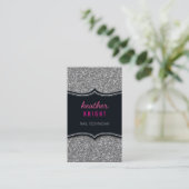 BUSINESS CARD glitzy glitter black silver pink (Standing Front)
