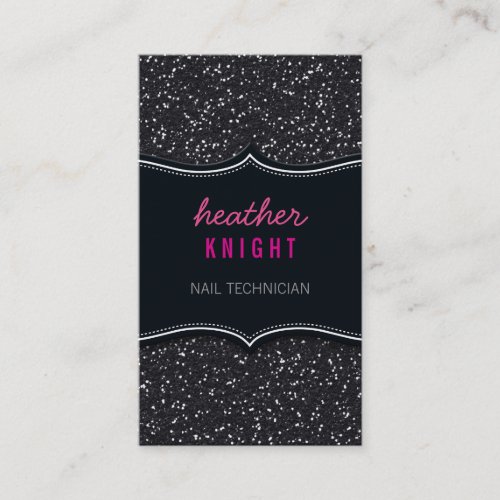 BUSINESS CARD glitzy glitter sparkle black pink