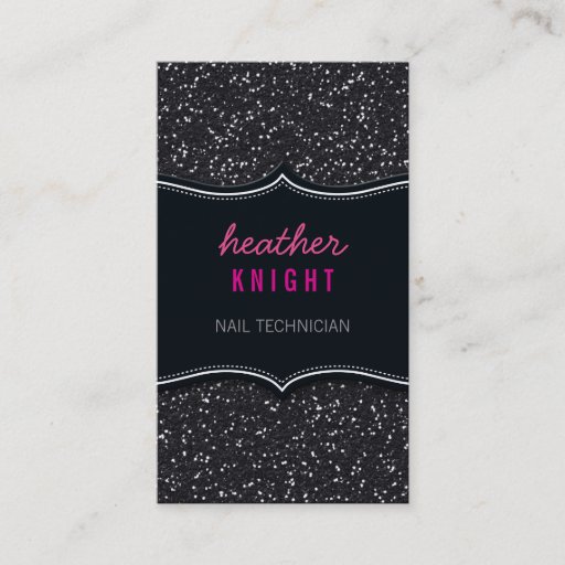 Customizable BUSINESS CARD glitzy glitter sparkle black pink