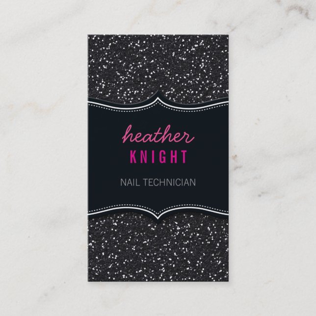 BUSINESS CARD glitzy glitter sparkle black pink (Front)