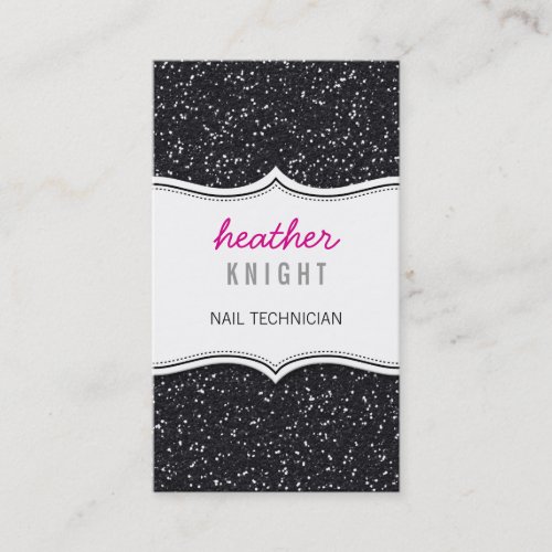 BUSINESS CARD glitzy glitter sparkle black pink