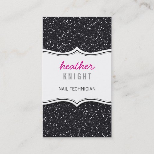 Customizable BUSINESS CARD glitzy glitter sparkle black pink