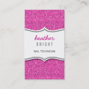 BUSINESS CARD glitzy glitter sparkle gold hot pink