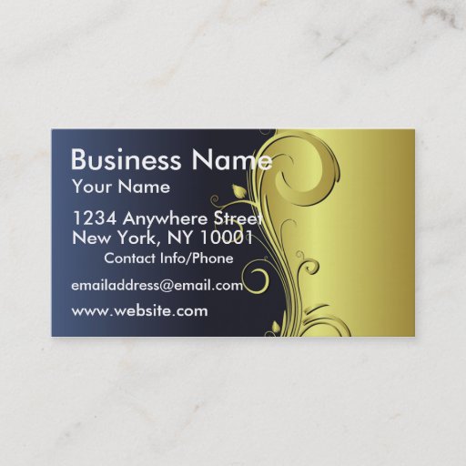 Customizable Business Card Gold and Blue