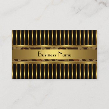 Business Card Gold Animal Trim On Black by Label_That at Zazzle