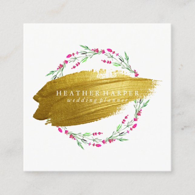 Business Card - Gold Brushstroke Wreath (Front)