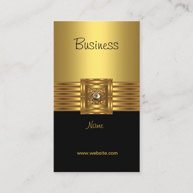 Business Card Gold on Gold Black (Front)