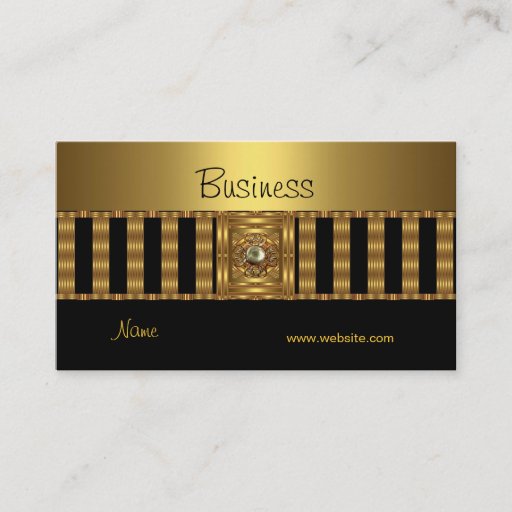 Customizable Business Card Gold on Gold Black Stripe