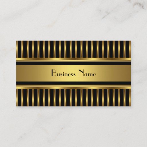 Customizable Business Card Gold Stripes on Black