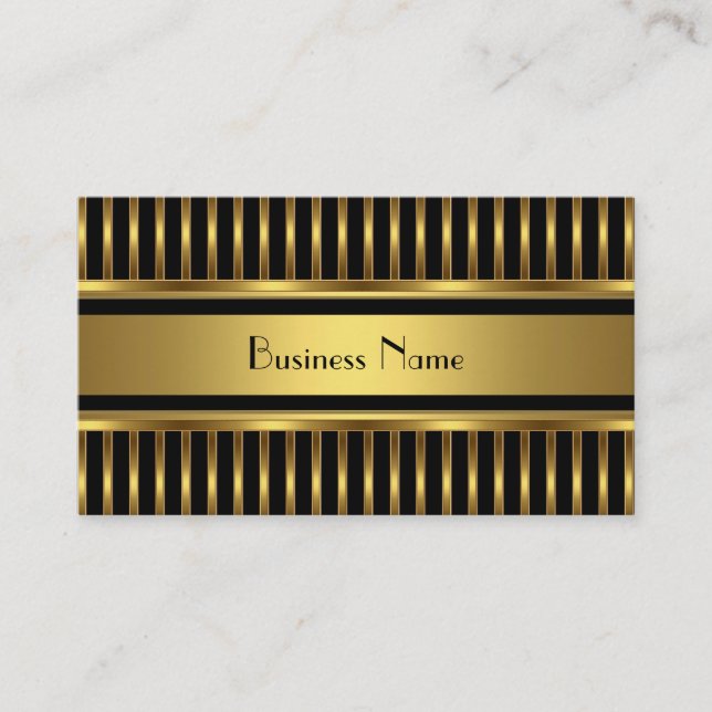 Business Card Gold Stripes on Black (Front)