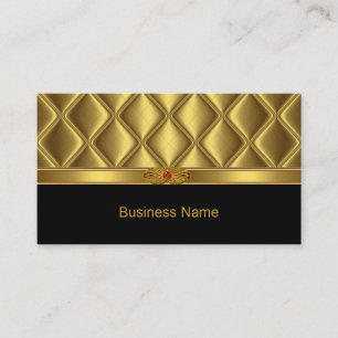 Business Card Gold Tile Trim Red Jewel