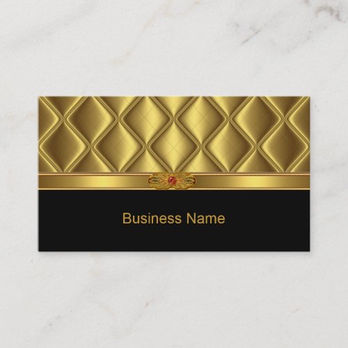 Business Card Gold Tile Trim Red Jewel