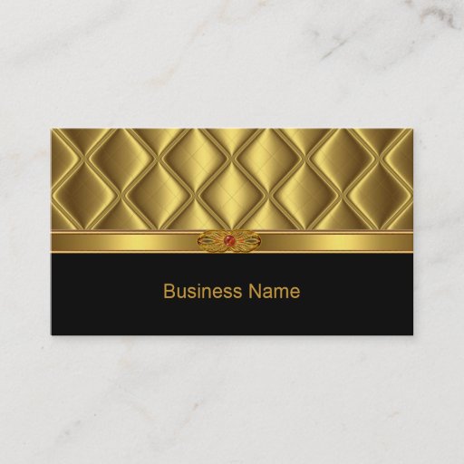 Customizable Business Card Gold Tile Trim Red Jewel