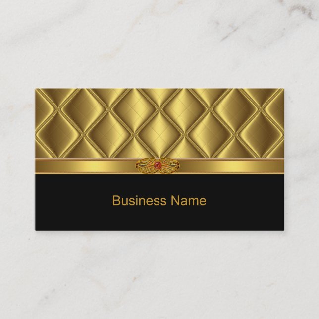 Business Card Gold Tile Trim Red Jewel (Front)