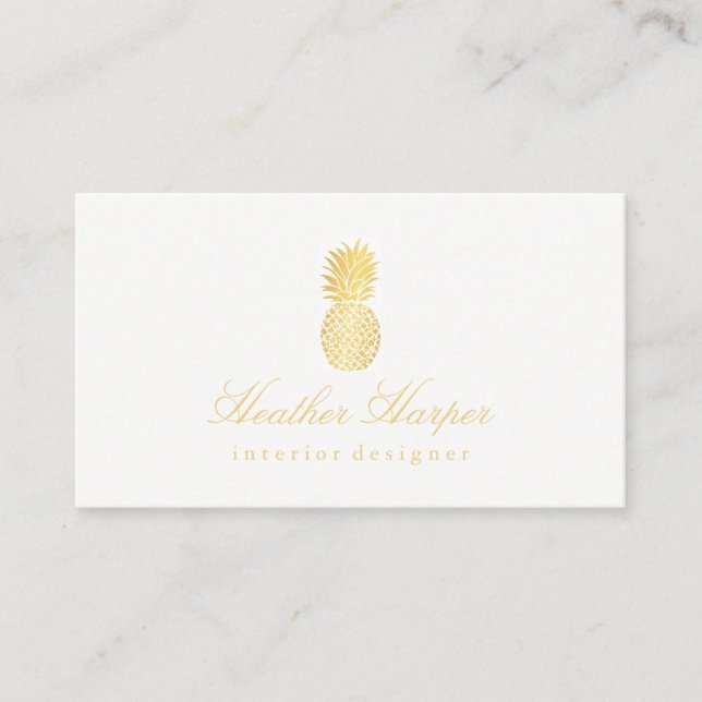 Business Card - Golden Foil Pineapple Script (Front)