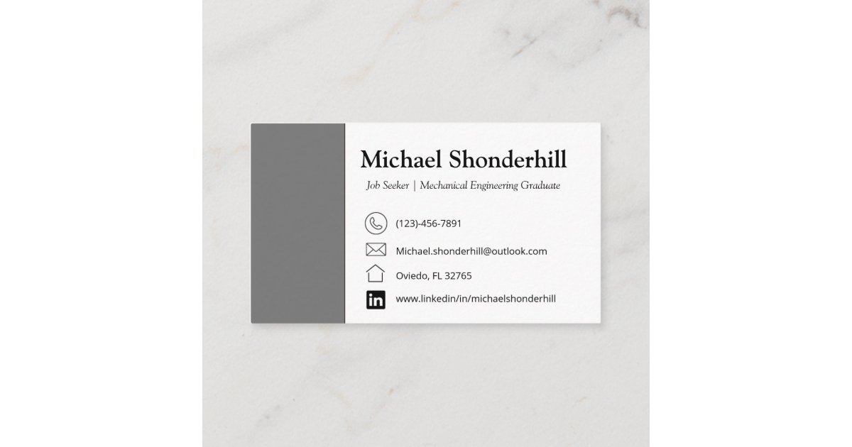 Business Card Gray Business Card Job Seeker Zazzle