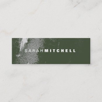 Business Card - Green & White Grunge Monogram by OLPamPam at Zazzle