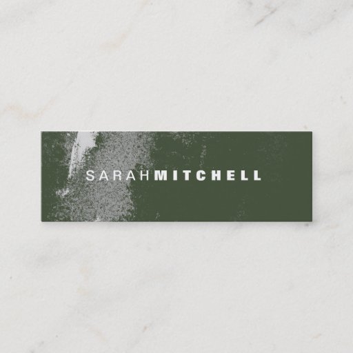Customizable Business Card - Green &amp; White Grunge Monogram