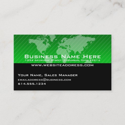 Customizable Business Card :: Green World Map Design 3
