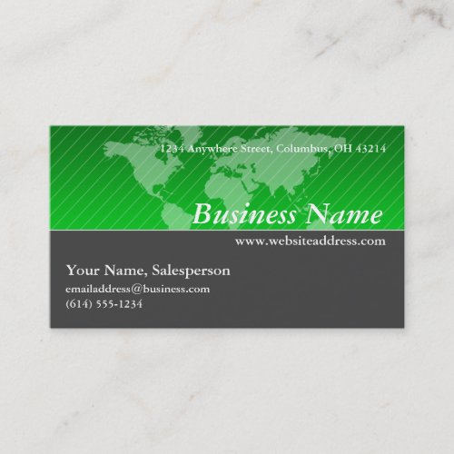 Business Card :: Green World Map with Gray D2