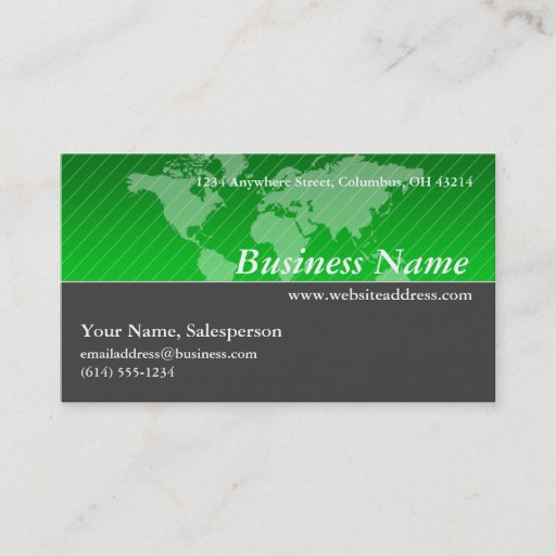 Customizable Business Card :: Green World Map with Gray D2