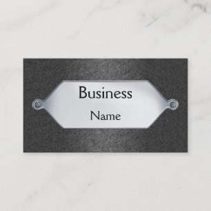 Business Card Grey Sandpaper Silver Metal Plaque