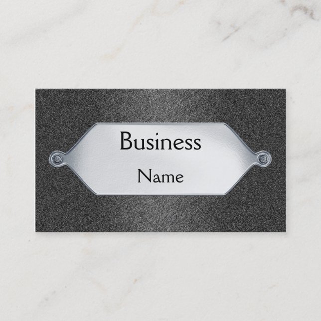 Business Card Grey Sandpaper Silver Metal  Plaque (Front)