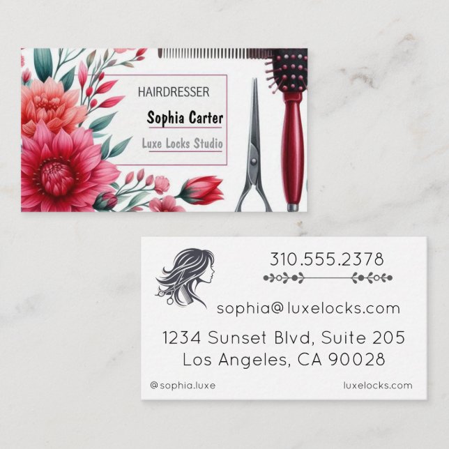 Business Card Hairdresser Double-Sided Horizontal (Front/Back)