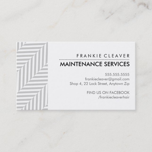 BUSINESS CARD herringbone pattern black grey (Front)