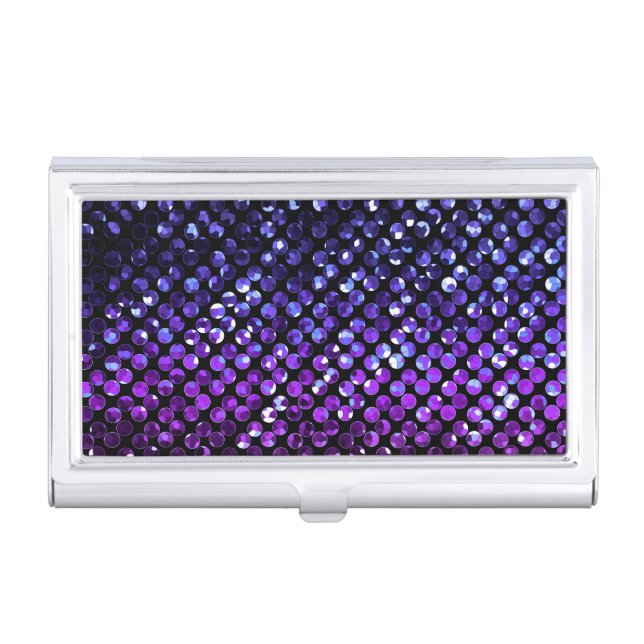 Business Card Holder Purple Crystal Bling Strass (Front)