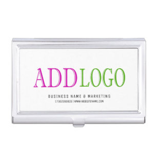 Business Card Holder Silver CORPORATE Custom Logo