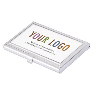 Business Card Holders Cases Zazzle Business Card Holder Silver Metal Case Custom Logo