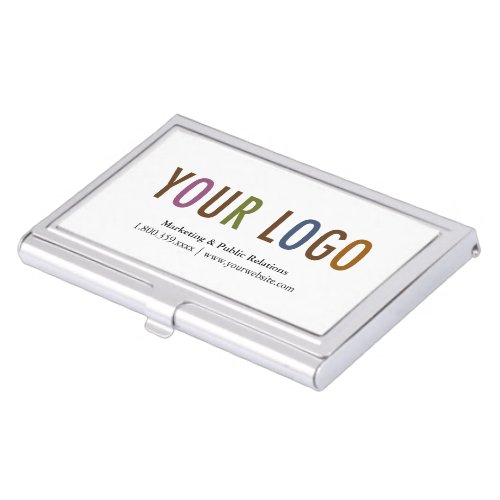 Business Card Holder Silver Metal Case Custom Logo
