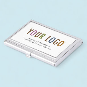 Business Card Holder Silver Metal Case Custom Logo