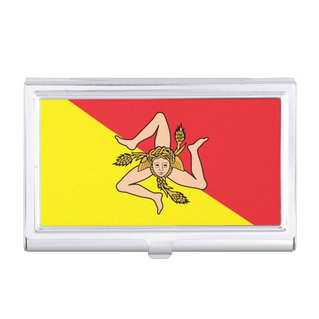 Business card holder with Flag of Sicily (Front)