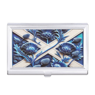 Business card holder with Scottish Thistles