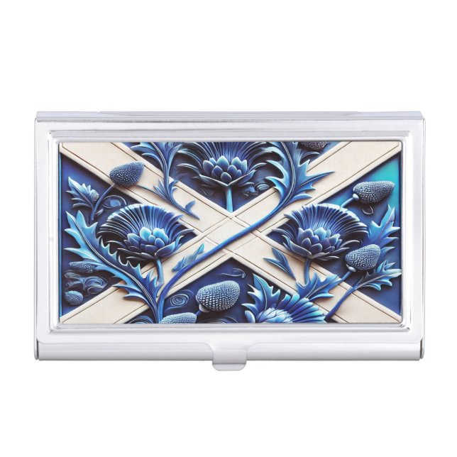 Business card holder with Scottish Thistles (Front)