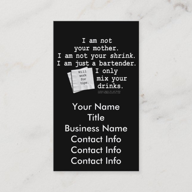 Business Card - I'M A BARTENDER (Front)
