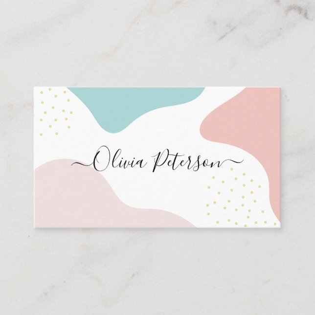 Business card in simple style pastel color. (Front)