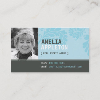 BUSINESS CARD :: jazzy photo aqua blue