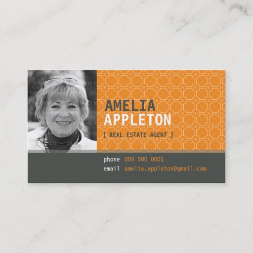 Customizable BUSINESS CARD :: jazzy photo bright orange