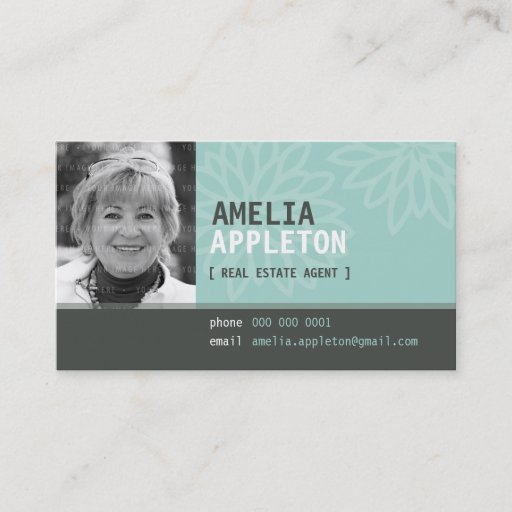 Customizable BUSINESS CARD :: jazzy photo mint green