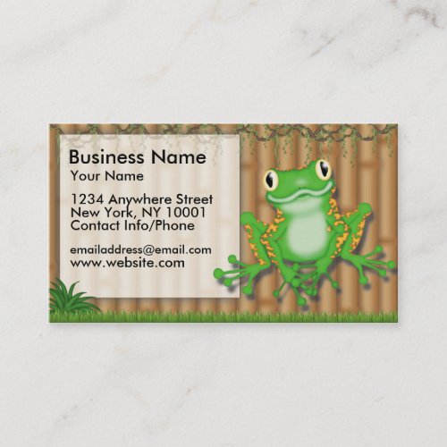 Business Card Jungle Fun Green Frog