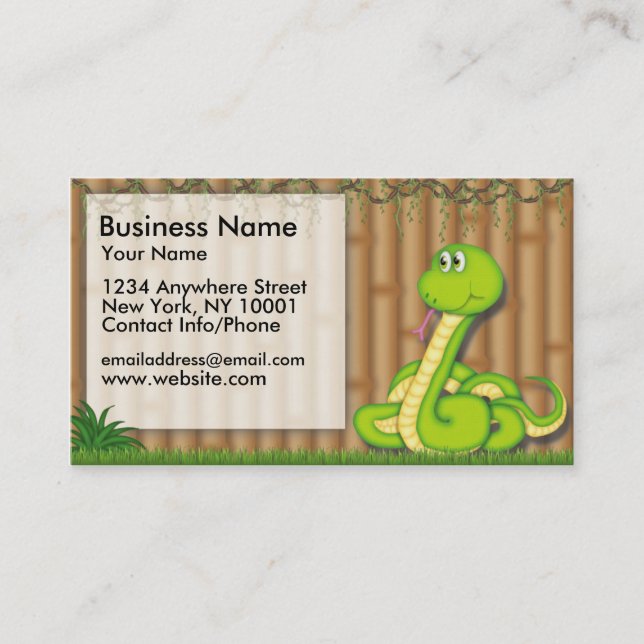 Business Card Jungle Fun Green Snake (Front)